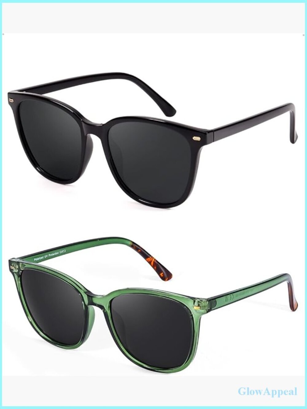 2 Pack Polarized UV400 Sunglasses Big Frame Trendy Fashion Shades